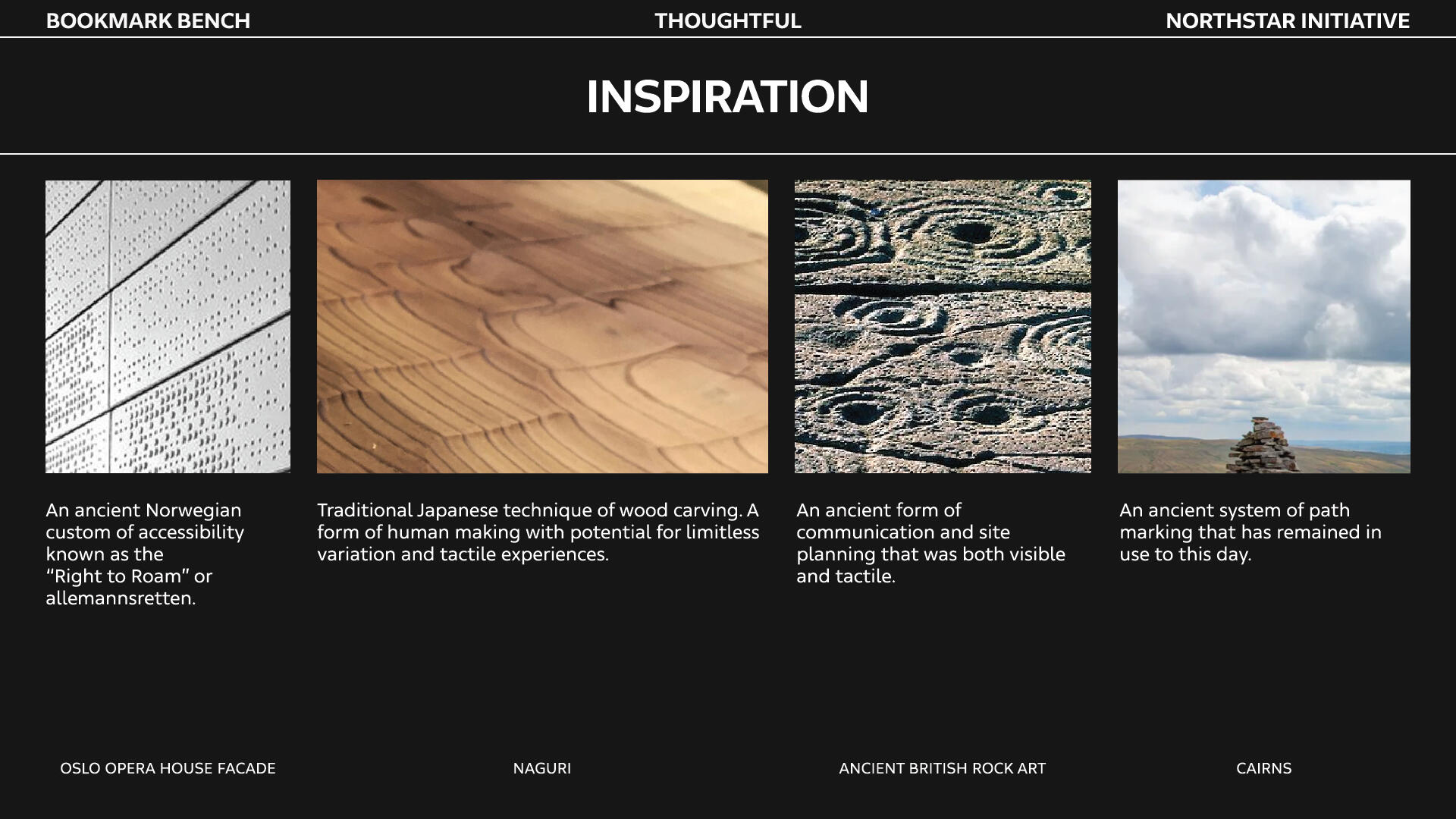 Project Inspiration: Oslo Opera House Facade, Naguri, Ancient British Rock Art, Cairns.